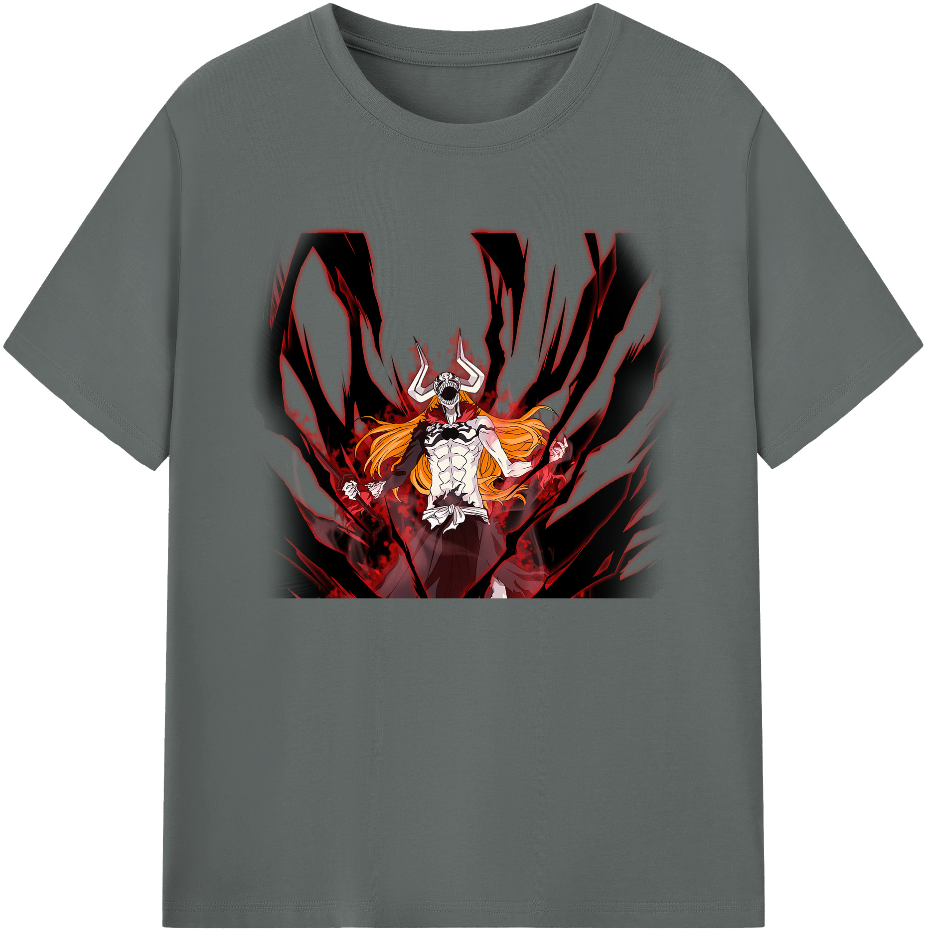 （画像用） ブリーチ 黒崎一護（くろさき いちご）BLEACH Kurosaki Ichigo 綿100％ メンズ半袖Tシャツ｜肌触りやわらか＆通気性